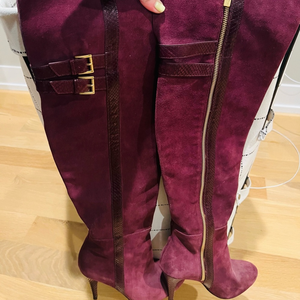 Michael Kors Elegant Burgundy Over-the-Knee Boots